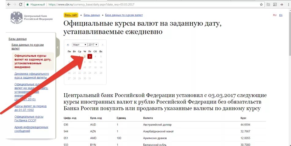 Курсы цб на установленную дату