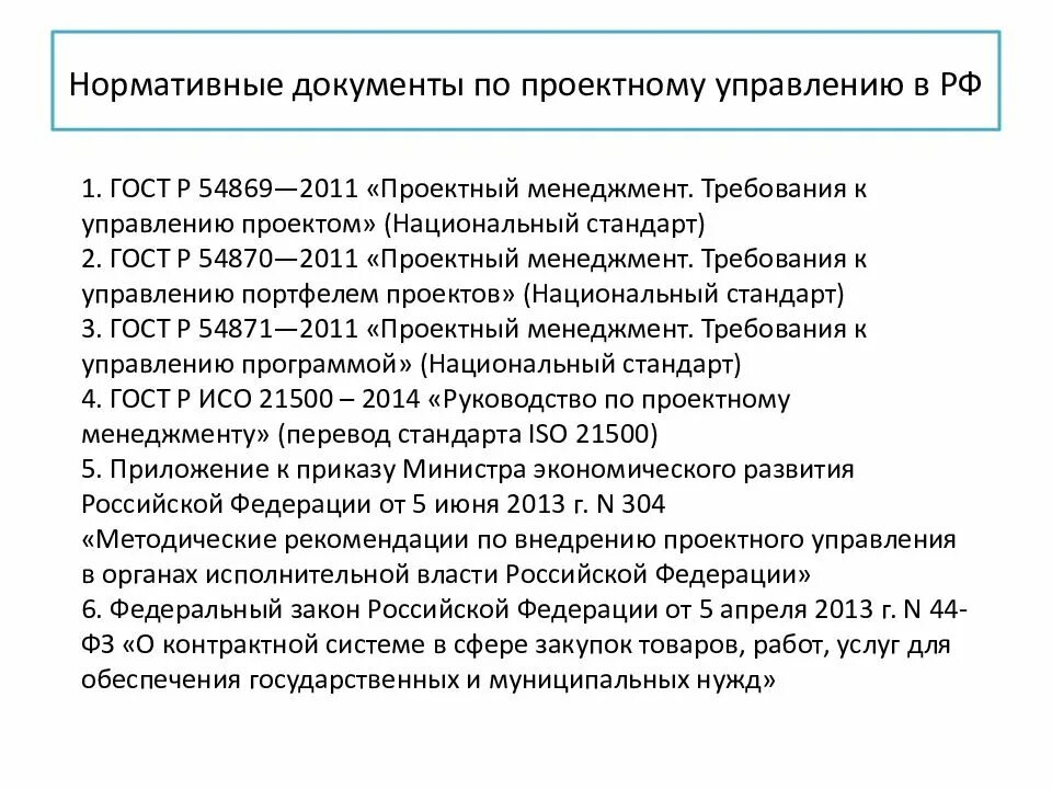 Правовое регулирование проектной деятельности