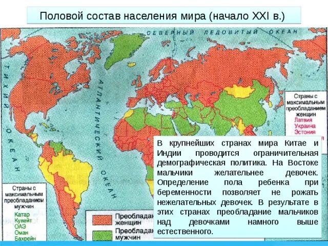 Половой состав стран. Половой состав населения. Страны с максимальным приростом