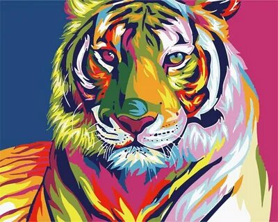 Tiger Paint by Number Kit, Colorful Wild Animal DIY Kit coloring by number ...