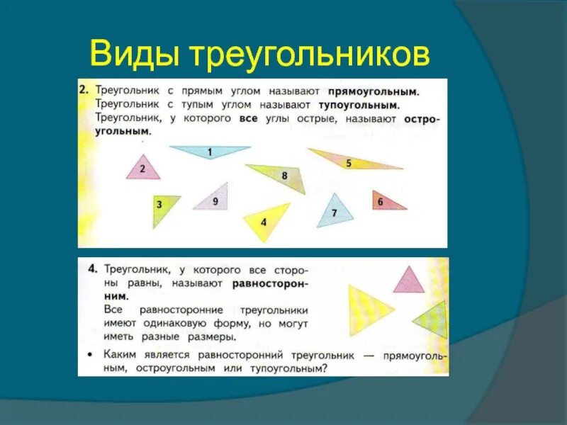 Виды треугольников. Название всех треугольников. Треугольник начальная школа. Геометрический материал в начальной школе. Какие утверждения для треугольника