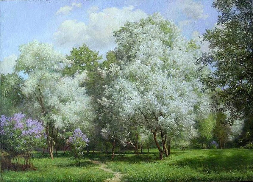 Картина майский. Художник Екатерина Калиновская пейзаж. Художник Екатерина Калиновская картины Весна. Екатерина Калиновская пейзаж Весна. Анатолий Рыбкин художник "Яблоневый сад".