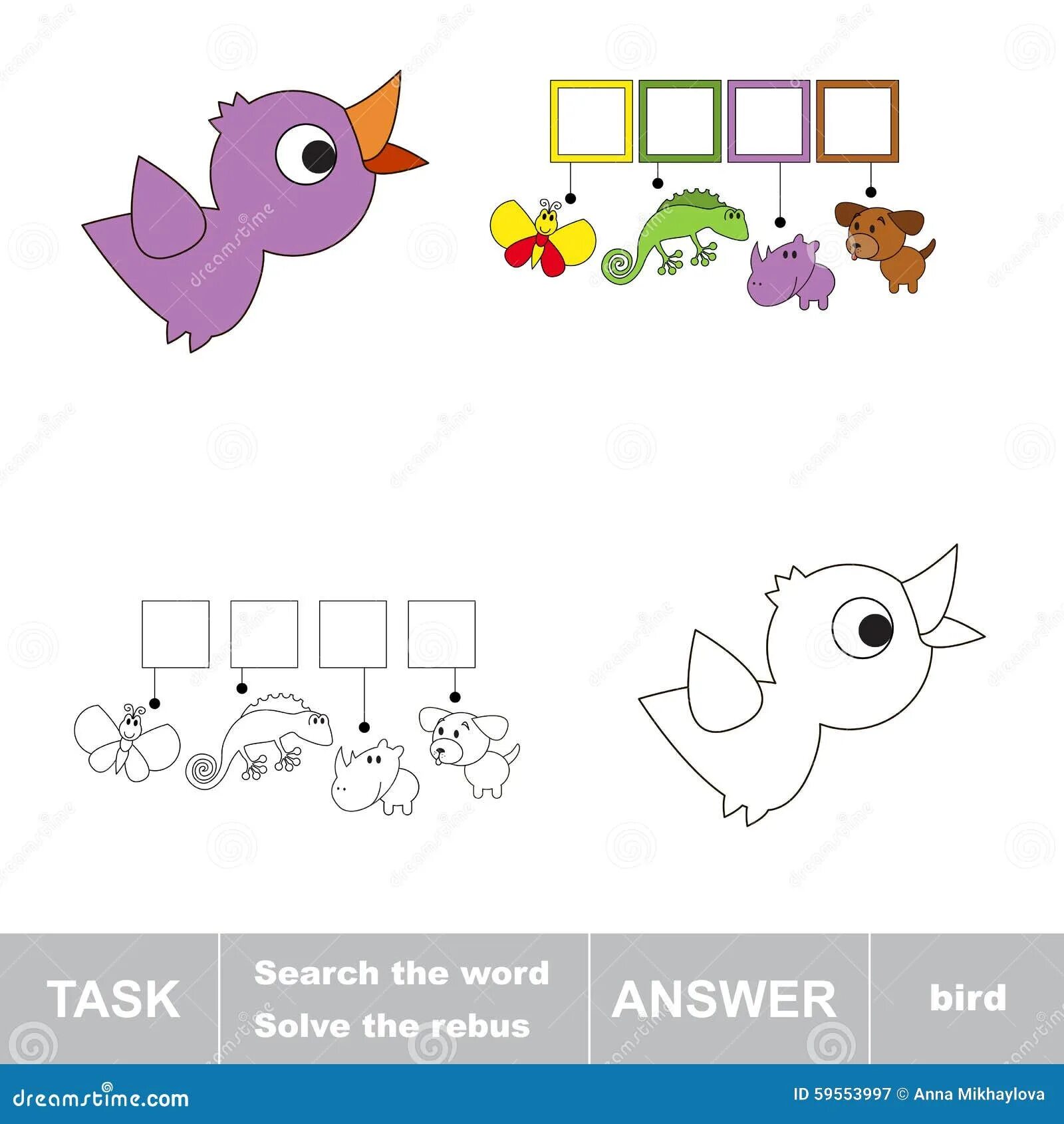 Solve the Rebus. Bird слово. Bird Word. Complete the Word Bird птица.