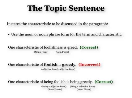 Definition Topic Sentence Explanation.