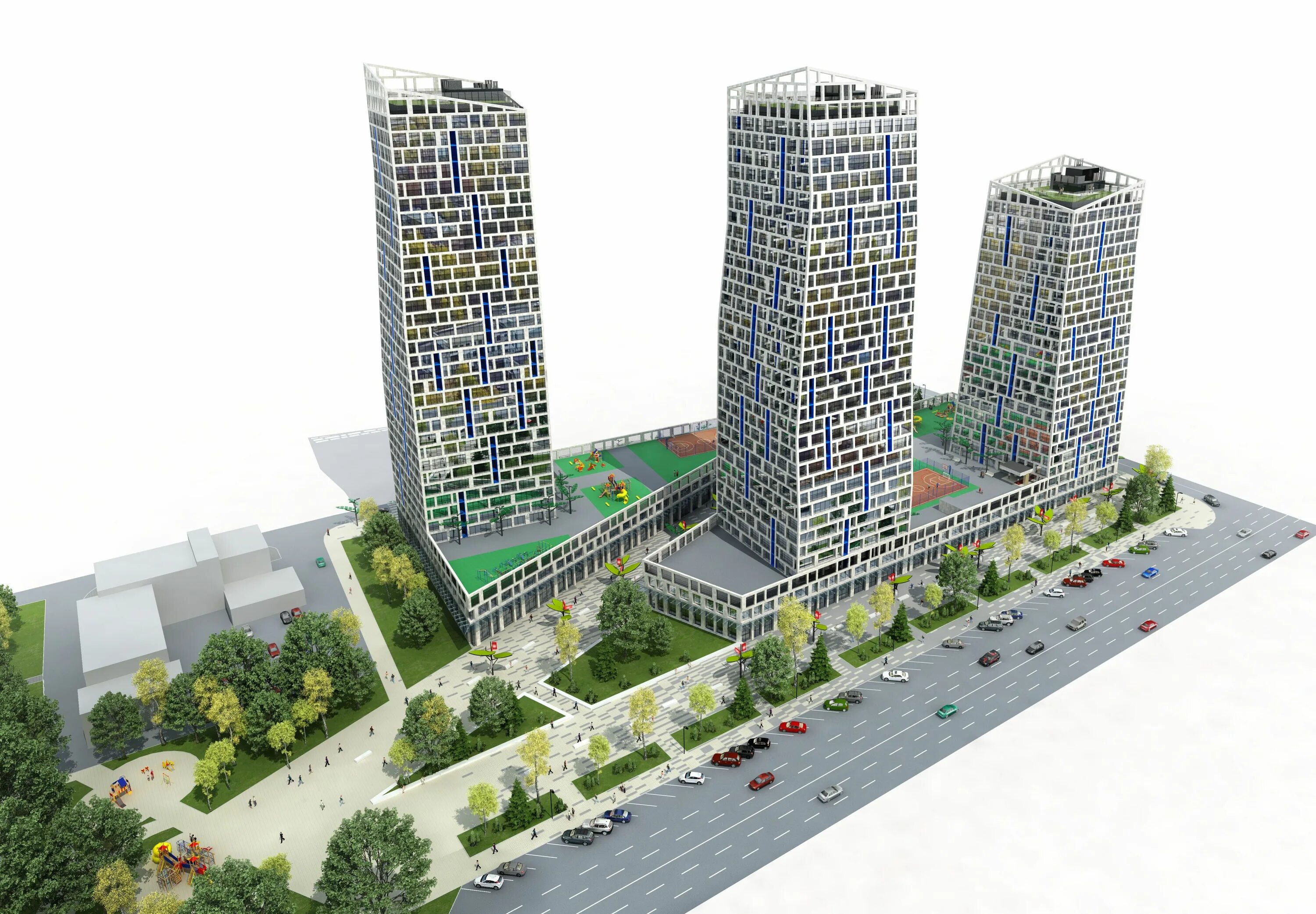 Макет современного города. Строительный проект. Проекты многоквартирных домов. План трехэтажного здания. Дом с участком.