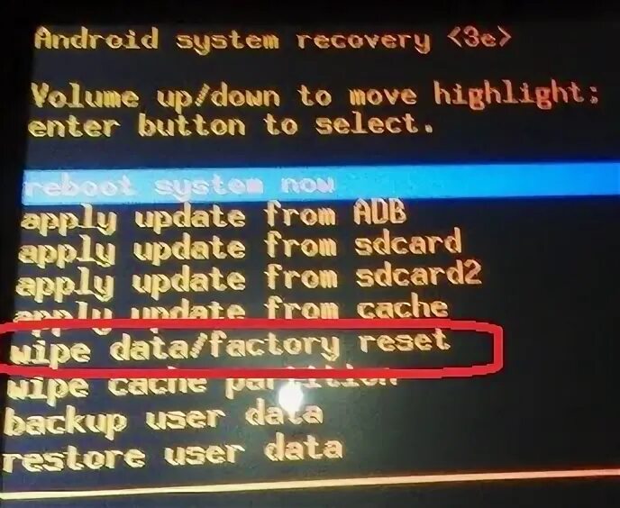 Android System Recovery 3e restore user data Backup. Wipe data перевести