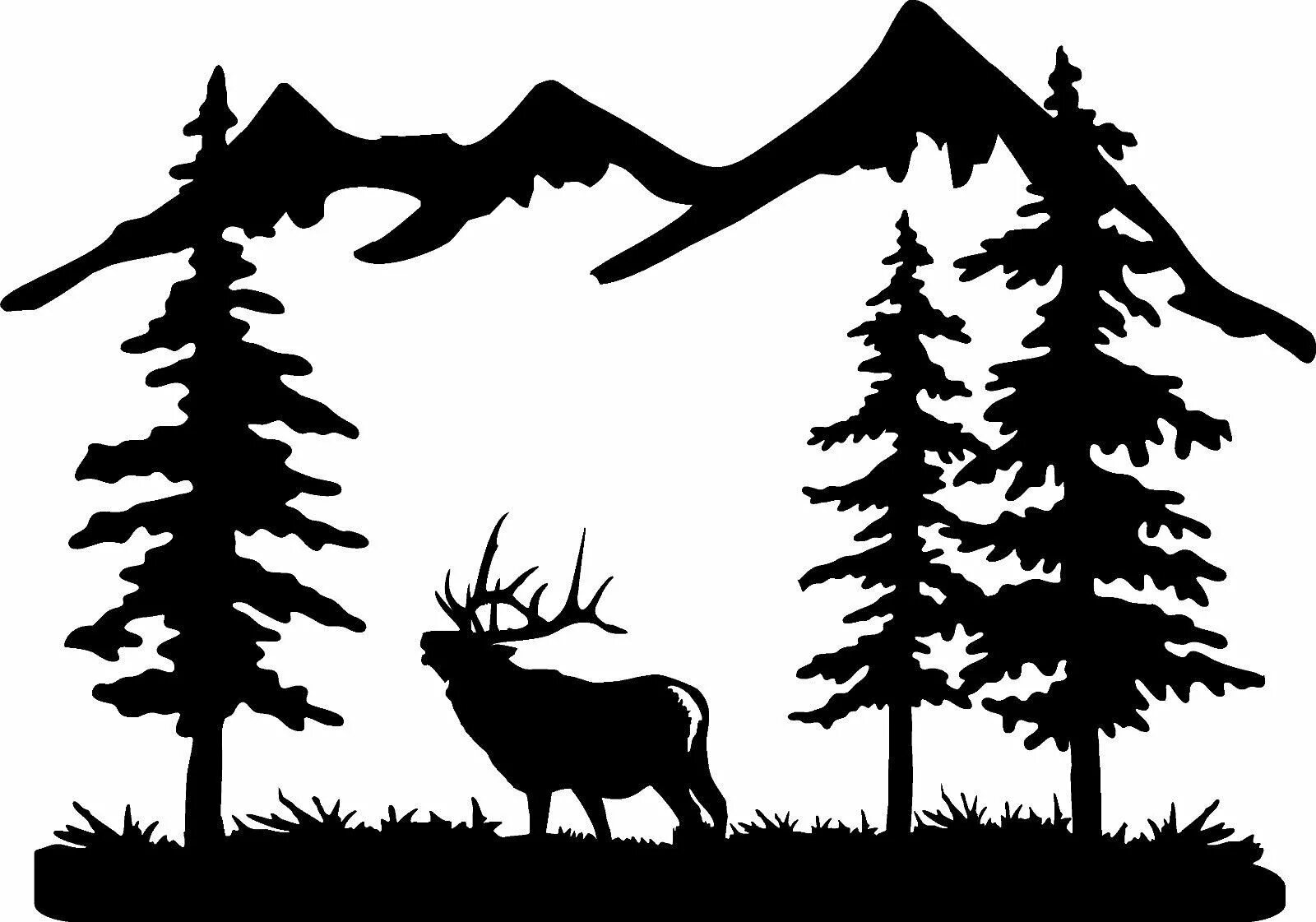 Трафарет природа. Пейзажи для пирографии. Пейзаж силуэт. Трафаретный пейзаж. В лесу.