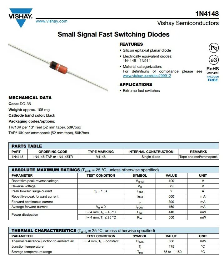 Диод datasheet. Диод 1n4150. Diode 1n4148. Импульсный диод bav20, 1n4148. In4148 стабилитрон.