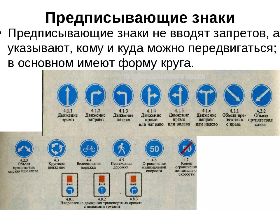 Предписывающие знаки значение
