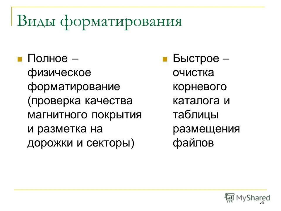 Форматирование быстрое и полное. Типы форматирования. Логическое форматирование. Быстрое форматирование или полное. Типы форматирования.
