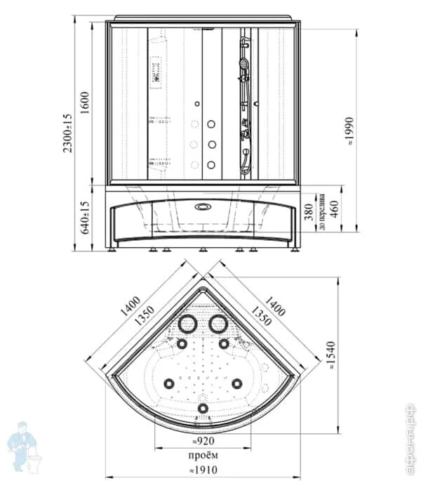 Размеры душевых кабинок фото. Душевая кабина Appollo a-0810 низкий поддон 140см*140см.