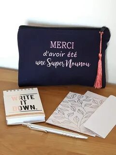 carnet+carte+stylo Kit cadeau Trousse Super Nounou EN OR Fin dannée 