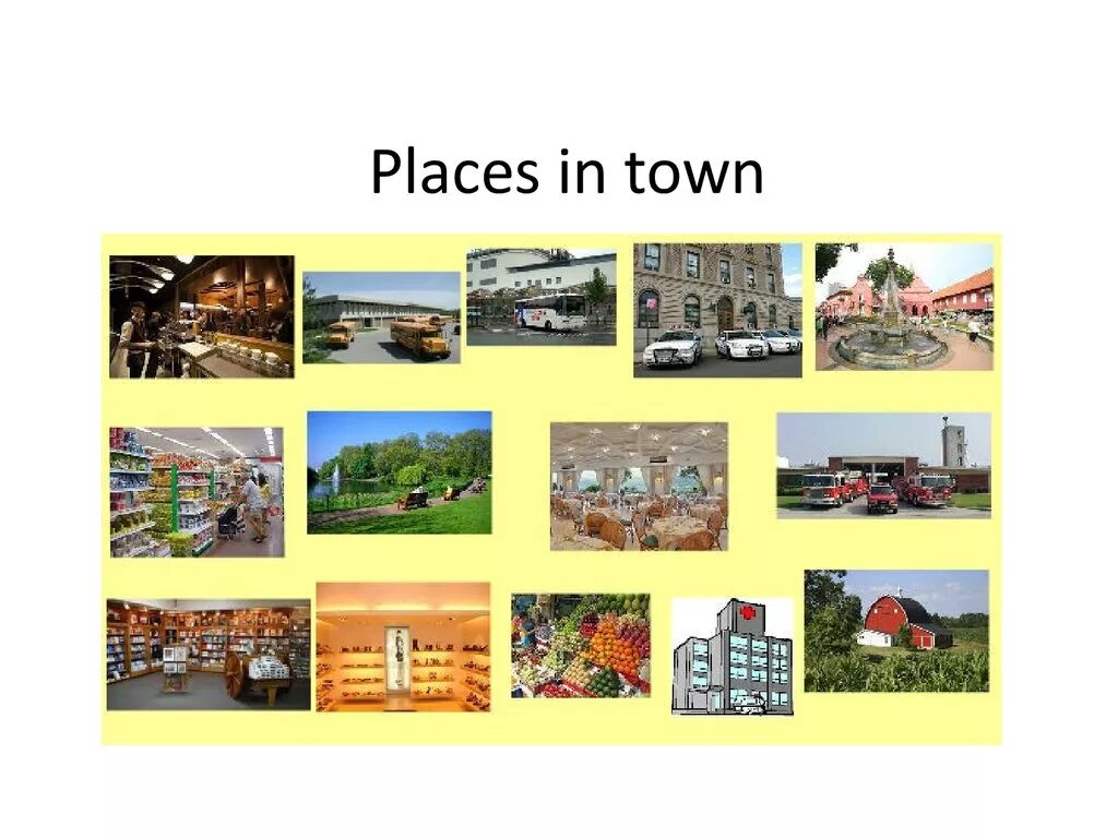 Презентация in the Town. Places in Town. Презентация places in my Town. Карточки places in Town Bank.