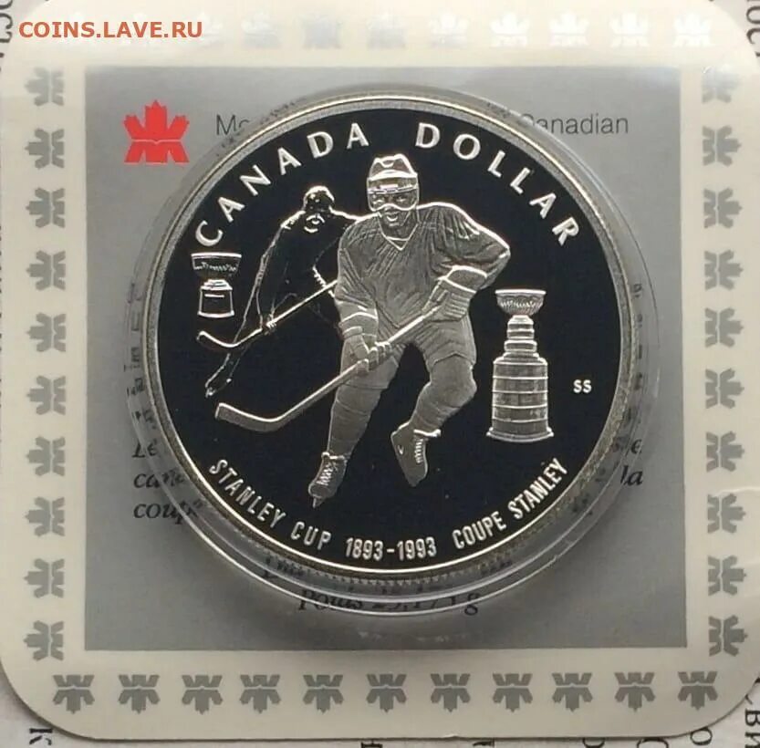 Кубок Стэнли. Банкнота 5 долларов Канада хоккей. 1 Доллар Канада 2017 года. Один доллар 1993 года d12656819b.