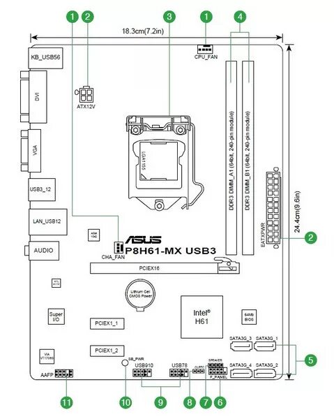 Плата asus p8h61 mx