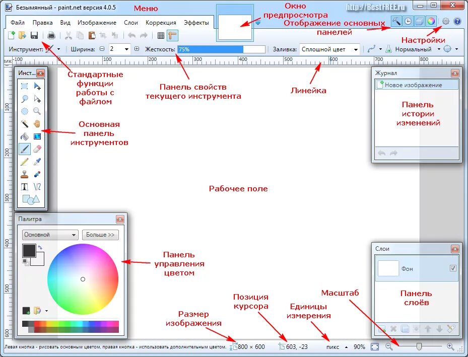 Что отображается в строке заголовка paint. Интерфейс программы Paint. Microsoft Paint Интерфейс. Графический редактор Paint net Интерфейс. Подпиши основные элементы окна графического редактора Paint..