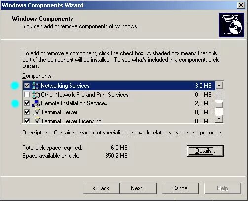 Windows terminal services. Windows components. wtware.