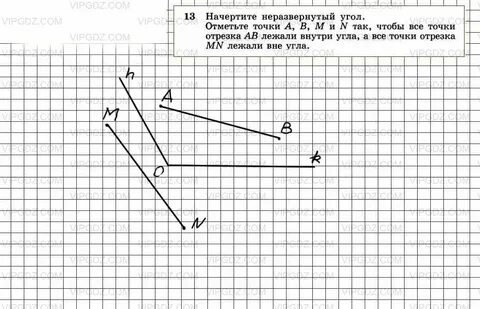 Начертите три неразвернутых угла и один развернутый