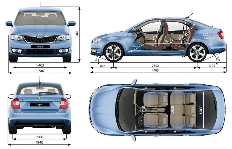 Skoda octavia габаритные размеры. Шкода Рапид 2012 габариты. Skoda Rapid габариты.