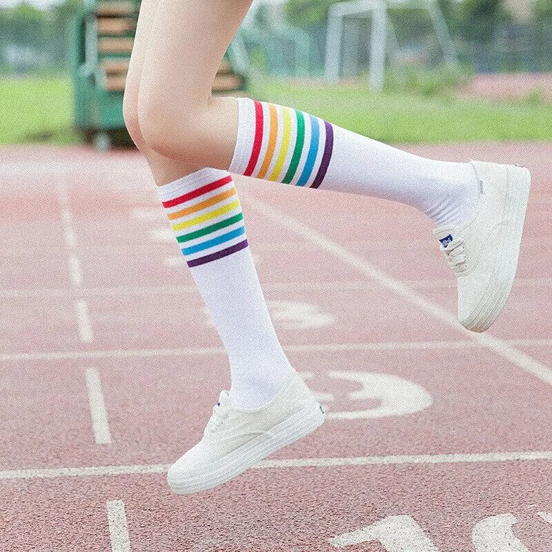Длинные носки. Носки puma knee socks. гольфы. радужные гольфы. гольфы летние.