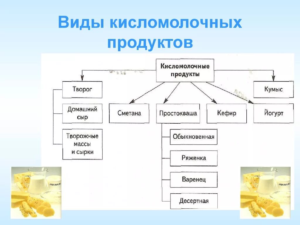 Кисломолочные продукты виды