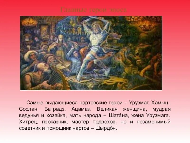 Герои эпосов народов россии. Герои нартского эпоса. Батрадз Нартский эпос. Сослан Нартский эпос пир Нартов. «Основные герои нартского эпоса»..