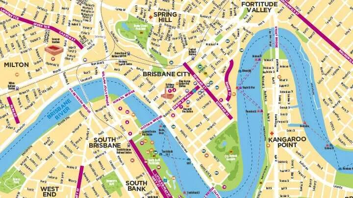 Сити карт нижний. Брисбен на карте. Город Брисбен на карте. Карта Брисбена с достопримечательностями. Районы Брисбена.