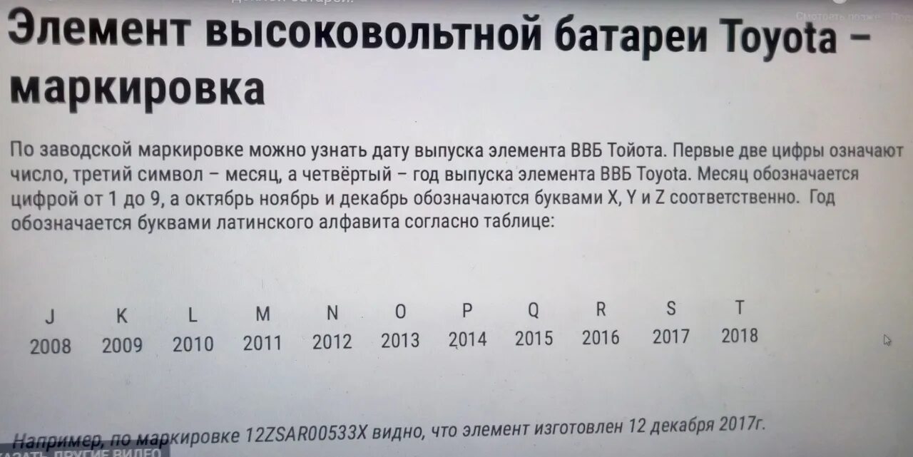 Определить год японии. Маркировка аккумулятора Toyota. Дата выпуска элементов ВВБ. Элемент высоковольтной батареи Тойота. Маркировка ВВБ.