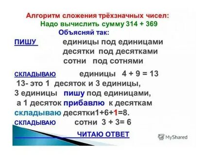 Приемы сложения многозначных чисел
