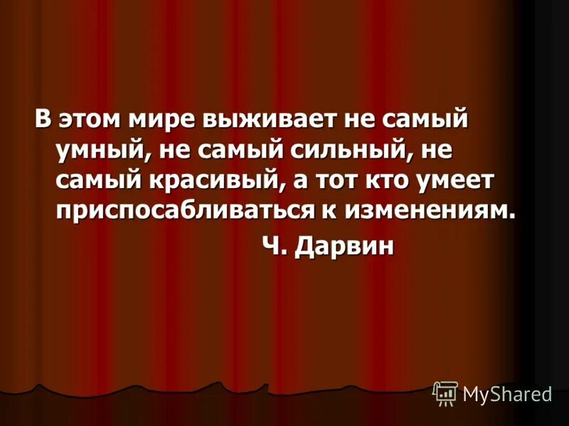 Выживает не самый сильный и умный. Выживает не самый сильный и умный