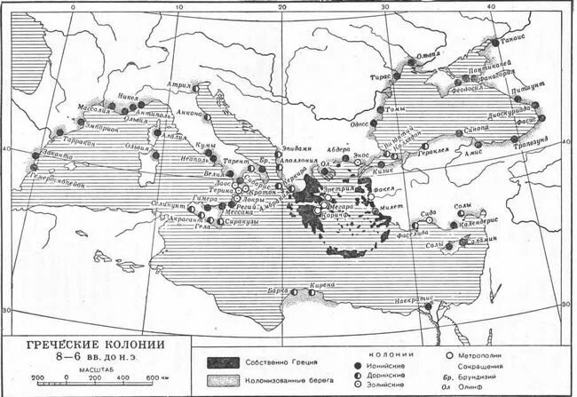 Карта основание греческих колоний