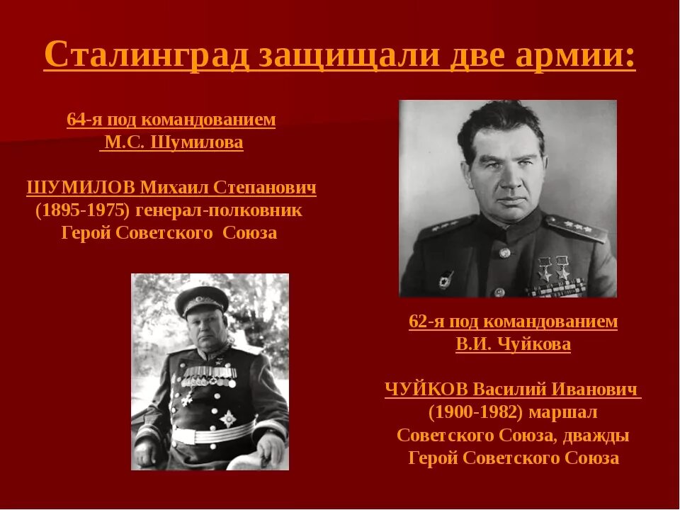 Сталинградская битва (17 июля 1942 года - 2 февраля 1943 года). Главный командующий в Сталинградской битве. Сталинградская битва (17.07.1942-02.02.1943). Сталинградская битва кратко.