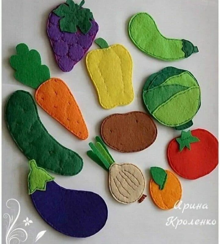 Овощи и фрукты из фетра. Фрукты и овощи из фетра плоские. Овощи из фетра для детского сада.