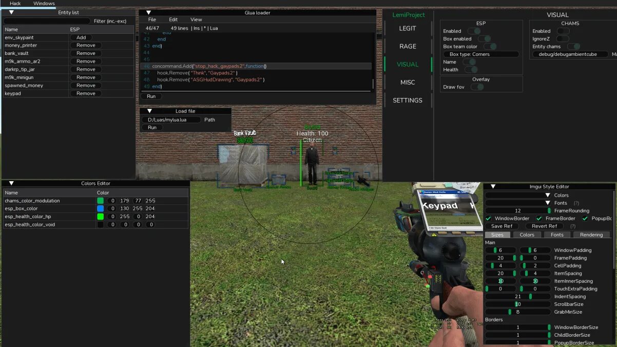 Последнее обновление чит моды. Lemigmod. читы на гаррис мод. чит на гаррис мод 2025. one tap garry&#039;s mod чит.