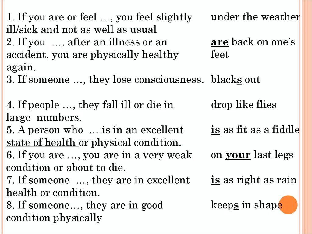 Health idioms worksheets. Здоровье перевести на английский. Медицинские термины на английском. Тема здоровье на английском. Пословицы про здоровье на анг.