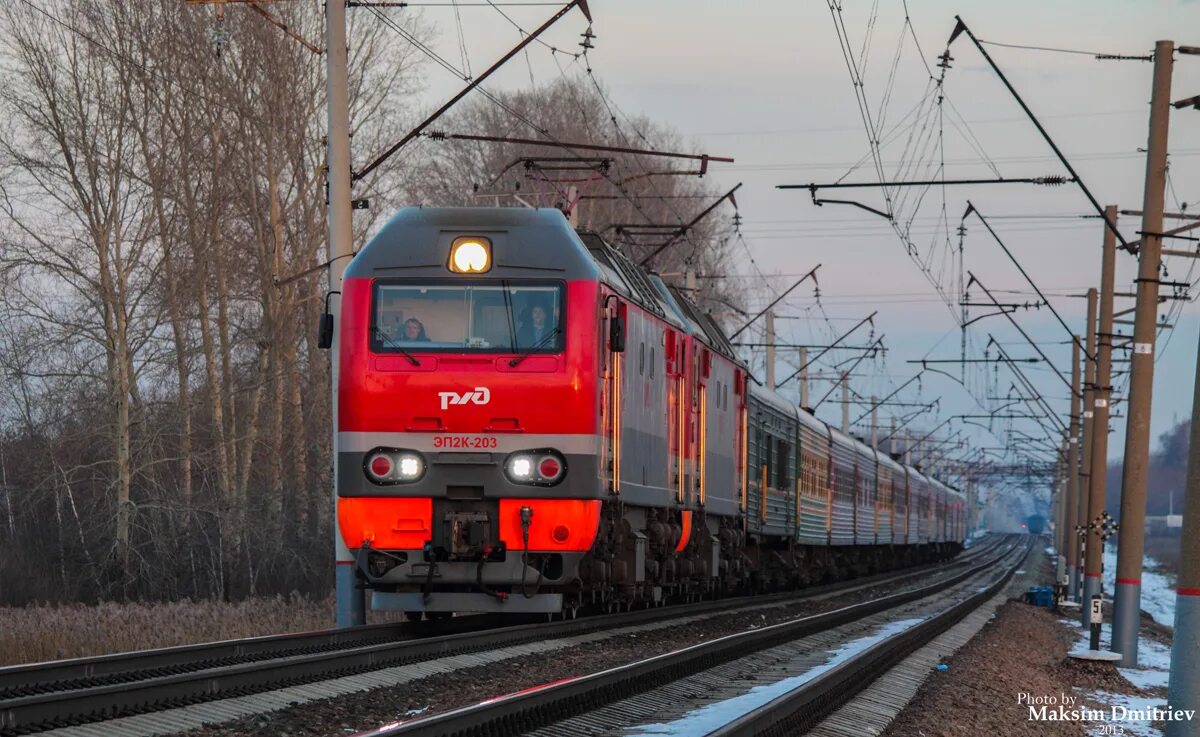 Эп2к-203. Электричка Обь Новосибирск Западный.