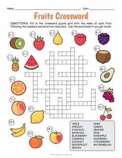 This is a fun crossword to introduce or reinforce fruits vocabulary with yo...