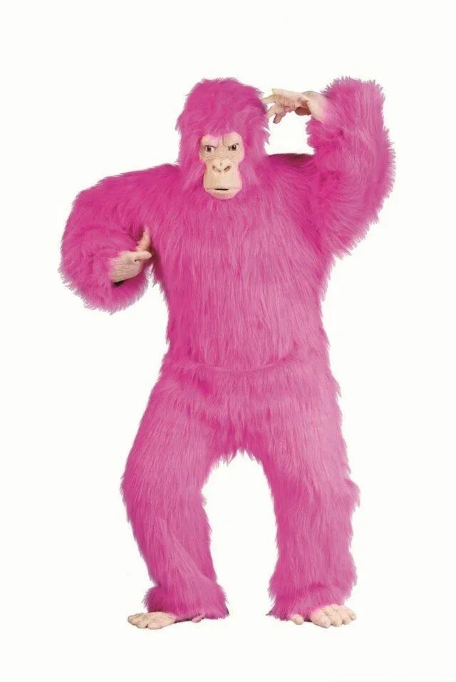 Розовая обезьяна. Шимпанзе в костюме. Костюм обезьяны. Костюм розовой обезьянки.