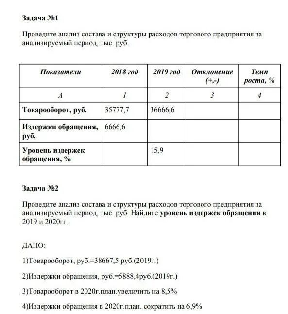 Задачи 1 провести анализ. Задание провести анализ структуры затрат.