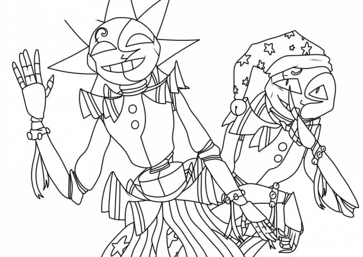 Раскраска аниматроники солнце и луна. Раскраска фнаф 9 луна. Разукрашки фнаф. Раскраска фнаф 9. Раскраска аниматроники солнце и луна.