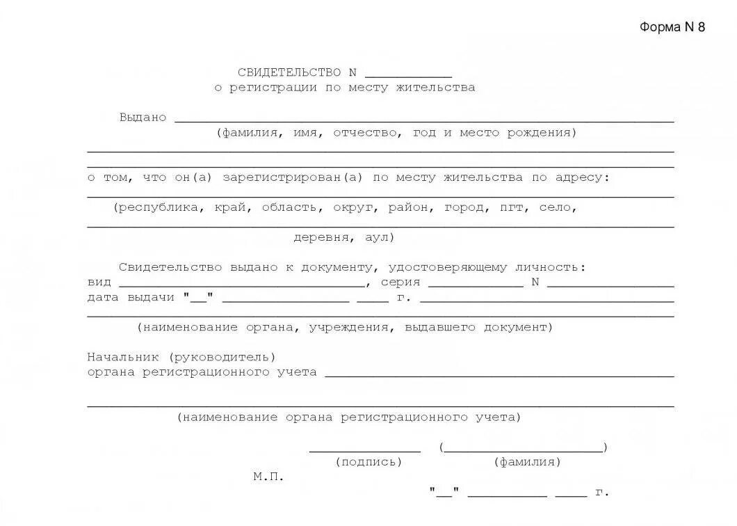 Документ содержащий сведения о месте жительства. Документ содержащий сведения о месте жительства