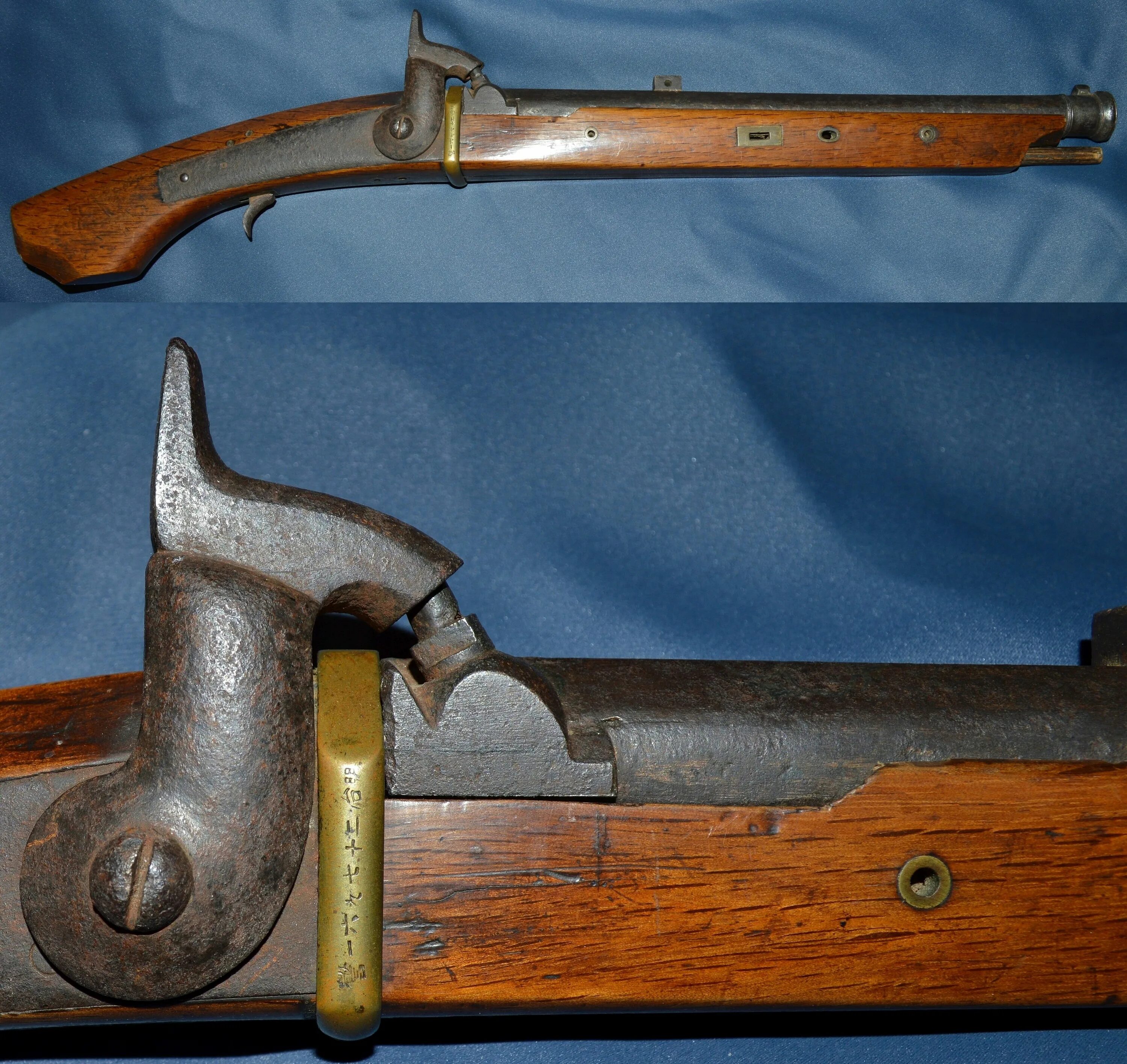 Фитильное дульнозарядное ружье. Фитильное оружие 19 века. Оружие с фитильным замком.