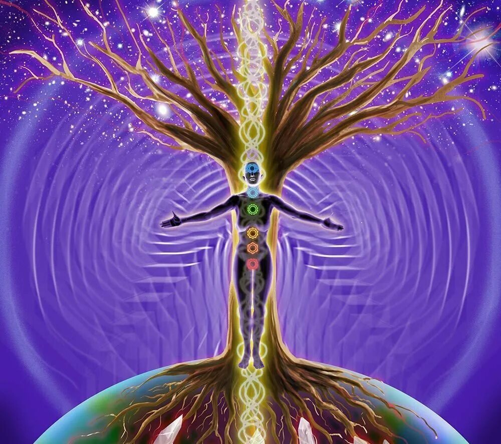Потоки через тело. Древо жизни ашваттха. Энергия человека. Дерево эзотерика. Человек в потоке энергии.