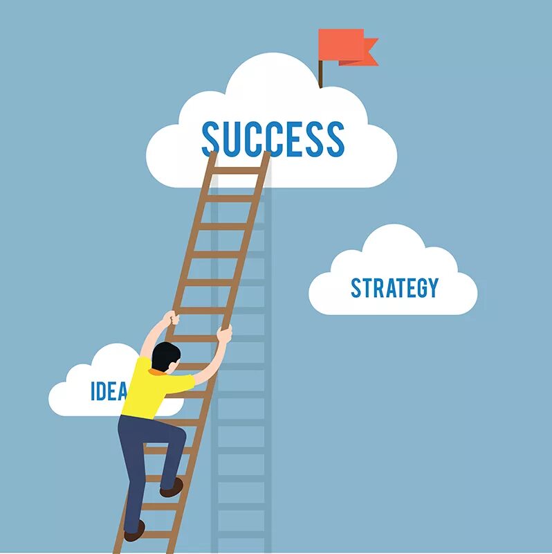 He is going to climb. Карьерный рост иллюстрация. career ladder. climb a career ladder. ladder of success.
