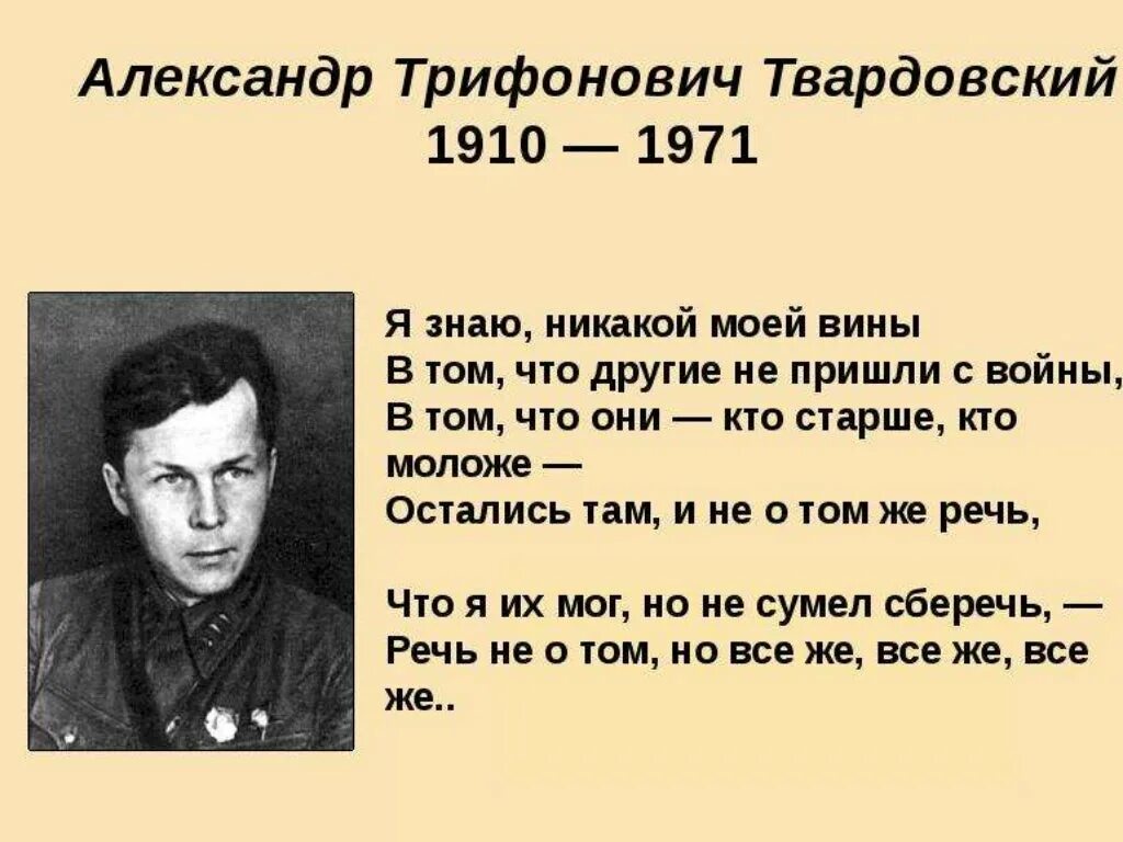 Стихи поэта твардовского