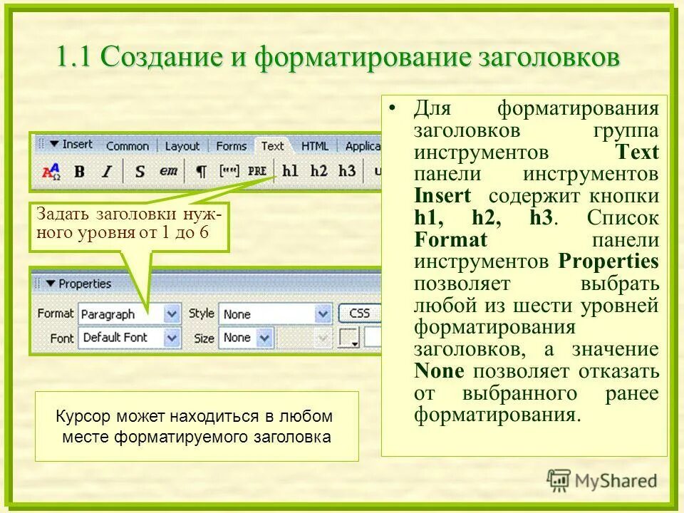 Отформатированный заголовок. Форматирование заголовков. Создание и форматирование. Форматирования для стилей заголовков. Панель инструментов форматирование.