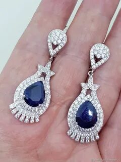Серьги с натуральным сапфиром