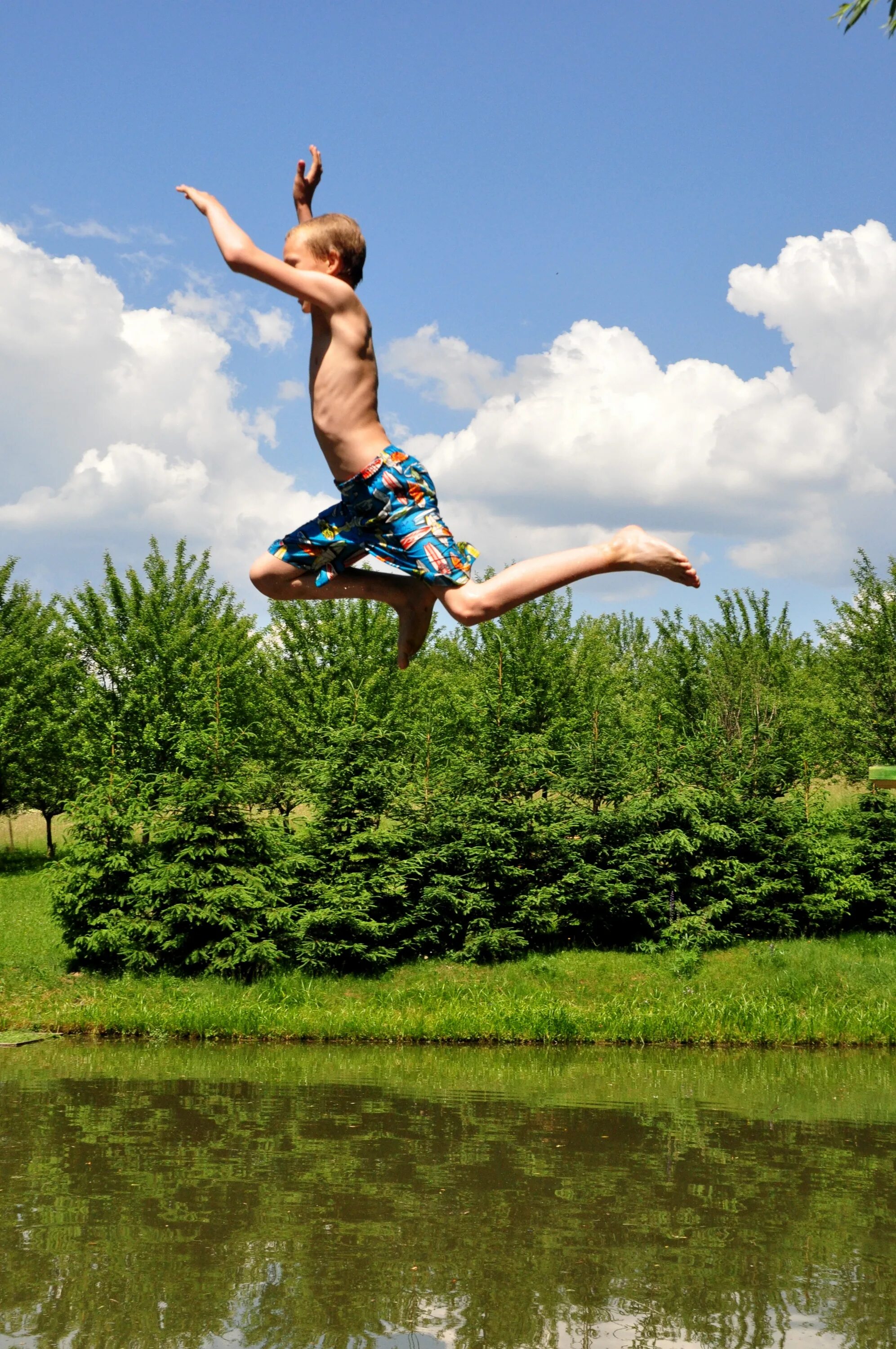 Прыжок в лето. Лето прыжки в воду. В прыжке.