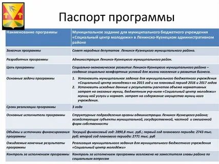 Разделы социальной программы