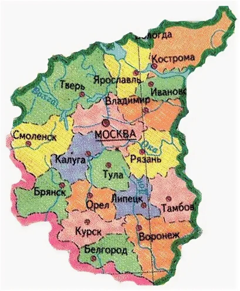 Области центральной россии на карте